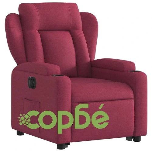 Електрически изправящ реклайнер стол, виненочервен, текстил ➤ топ цена ➤ sorbe.bg