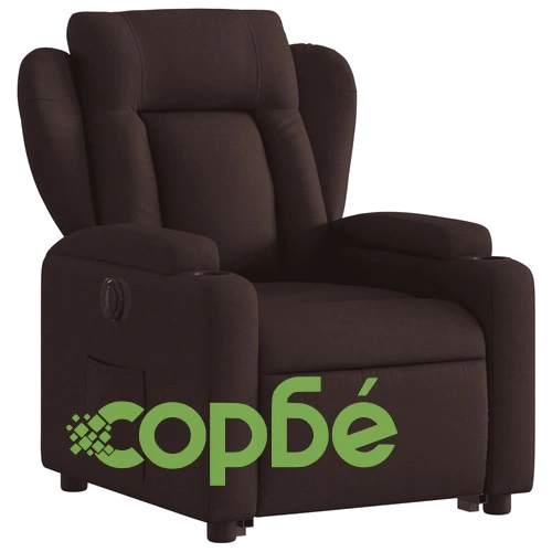 Електрически изправящ реклайнер стол, тъмнокафяв, текстил ➤ топ цена ➤ sorbe.bg