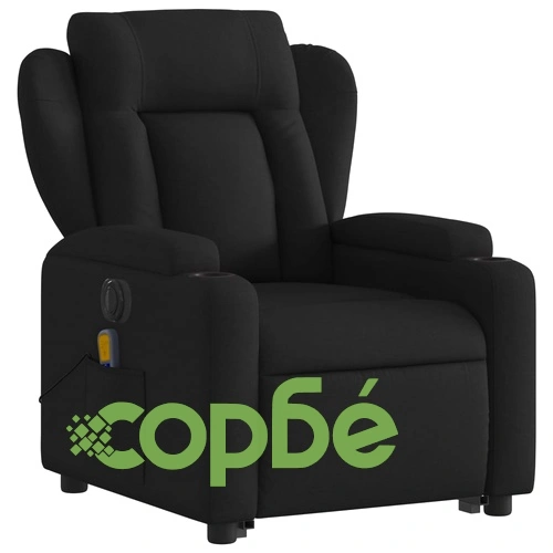 Електрически изправящ масажен реклайнер стол черен текстил ➤ топ цена ➤ sorbe.bg