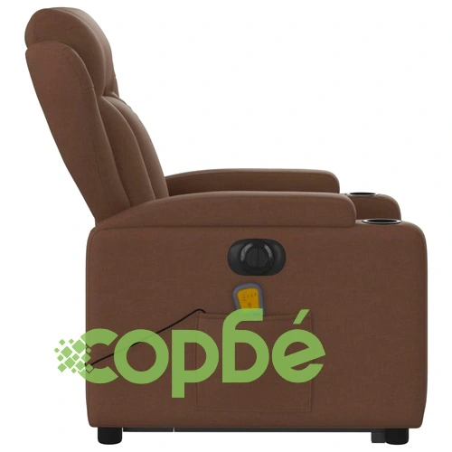 Електрически изправящ масажен реклайнер стол кафяв текстил ➤ топ цена ➤ sorbe.bg