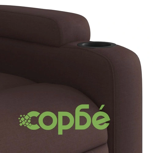 Електрически изправящ масажен реклайнер стол тъмнокафяв текстил ➤ топ цена ➤ sorbe.bg