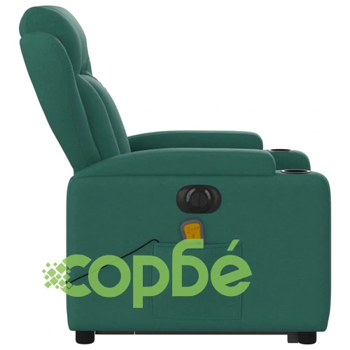 Електрически изправящ масажен реклайнер стол тъмнозелен текстил ➤ топ цена ➤ sorbe.bg