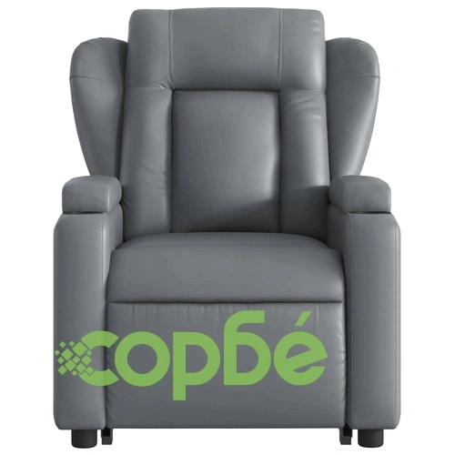 Електрически изправящ масажен реклайнер стол, сив, еко кожа ➤ топ цена ➤ sorbe.bg