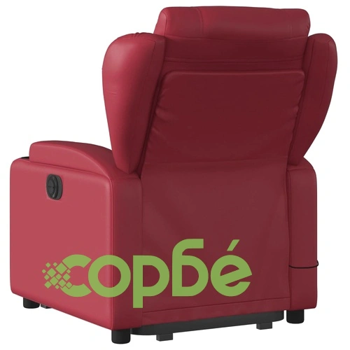 Електрически изправящ масажен реклайнер, виненочервен, еко кожа ➤ топ цена ➤ sorbe.bg