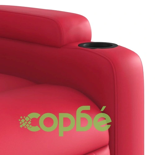 Електрически изправящ масажен реклайнер стол, червен, еко кожа ➤ топ цена ➤ sorbe.bg