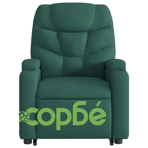 Електрически изправящ реклайнер стол, тъмнозелен, текстил ➤ топ цена ➤ sorbe.bg