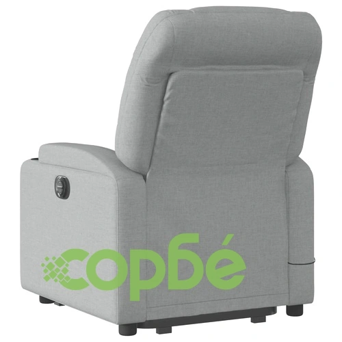 Електрически изправящ масажен реклайнер стол светлосив текстил ➤ топ цена ➤ sorbe.bg