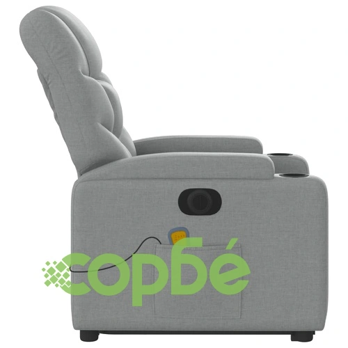 Електрически изправящ масажен реклайнер стол светлосив текстил ➤ топ цена ➤ sorbe.bg