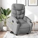 Електрически изправящ масажен реклайнер стол светлосив текстил