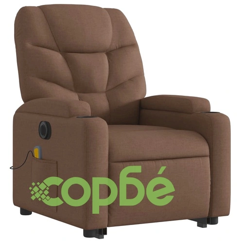 Електрически изправящ масажен реклайнер стол кафяв текстил ➤ топ цена ➤ sorbe.bg