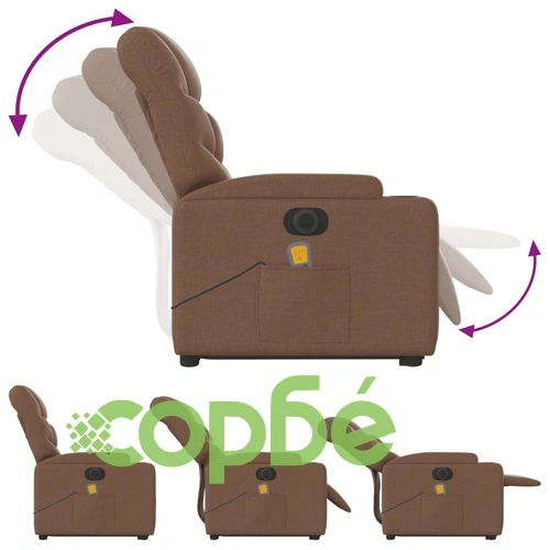 Електрически изправящ масажен реклайнер стол кафяв текстил ➤ топ цена ➤ sorbe.bg