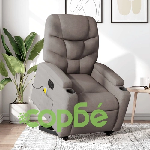 Електрически изправящ масажен реклайнер стол таупе текстил ➤ топ цена ➤ sorbe.bg