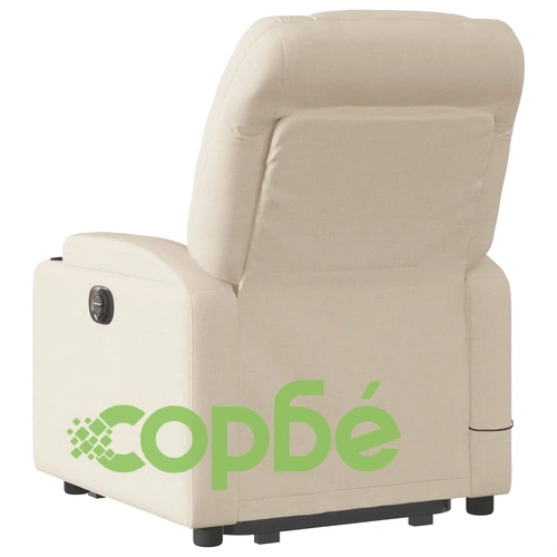 Електрически изправящ масажен реклайнер стол кремав текстил ➤ топ цена ➤ sorbe.bg