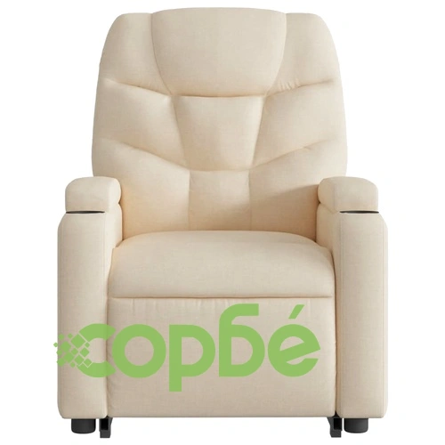 Електрически изправящ масажен реклайнер стол кремав текстил ➤ топ цена ➤ sorbe.bg