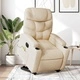 Електрически изправящ масажен реклайнер стол кремав текстил