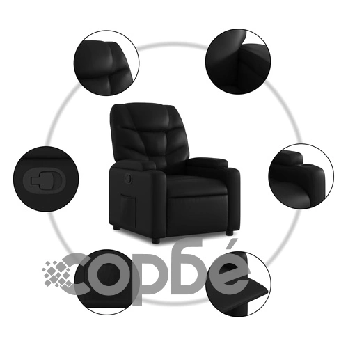 Изправящ реклайнер стол, черен, изкуствена кожа ➤ топ цена ➤ sorbe.bg