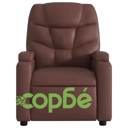 Електрически изправящ реклайнер стол, кафяв, изкуствена кожа ➤ топ цена ➤ sorbe.bg