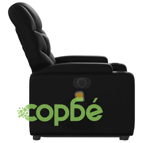 Електрически изправящ масажен реклайнер стол, черен, еко кожа ➤ топ цена ➤ sorbe.bg