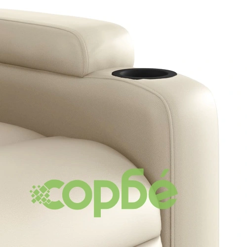 Електрически изправящ масажен реклайнер стол, кремав, еко кожа ➤ топ цена ➤ sorbe.bg