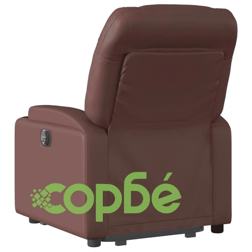 Електрически изправящ масажен реклайнер стол, кафяв, еко кожа ➤ топ цена ➤ sorbe.bg