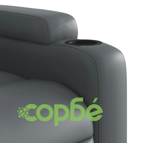 Електрически изправящ масажен реклайнер стол, сив, еко кожа ➤ топ цена ➤ sorbe.bg