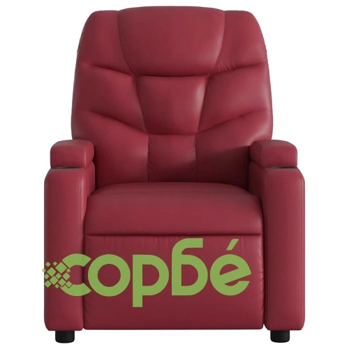 Електрически изправящ масажен реклайнер, виненочервен, еко кожа ➤ топ цена ➤ sorbe.bg