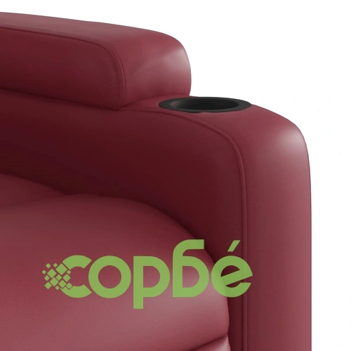 Електрически изправящ масажен реклайнер, виненочервен, еко кожа ➤ топ цена ➤ sorbe.bg