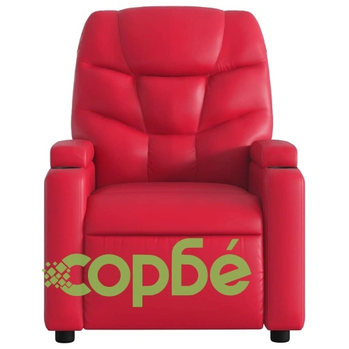 Електрически изправящ масажен реклайнер стол, червен, еко кожа ➤ топ цена ➤ sorbe.bg