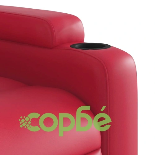 Електрически изправящ масажен реклайнер стол, червен, еко кожа ➤ топ цена ➤ sorbe.bg