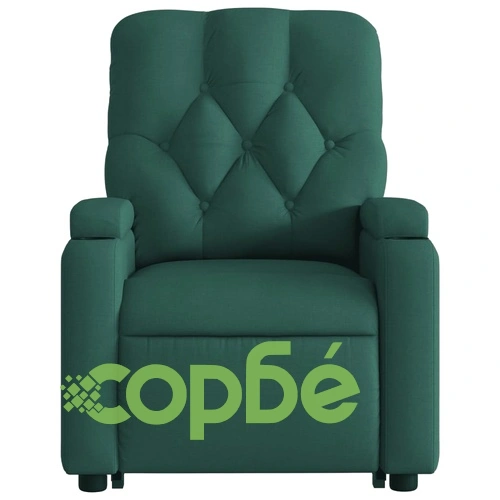 Изправящ реклайнер стол, тъмнозелен, текстил ➤ топ цена ➤ sorbe.bg