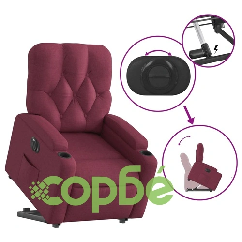 Електрически изправящ реклайнер стол, виненочервен, текстил ➤ топ цена ➤ sorbe.bg