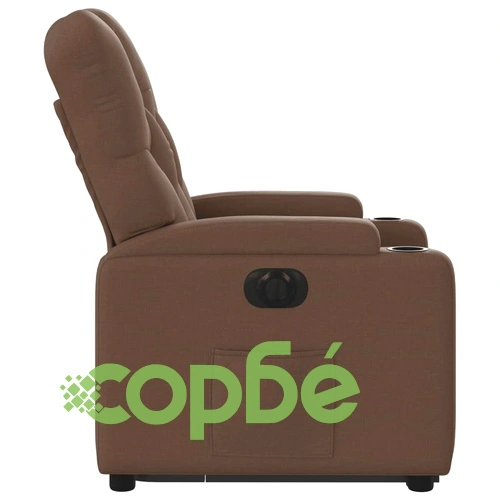 Електрически изправящ реклайнер стол, кафяв, текстил ➤ топ цена ➤ sorbe.bg