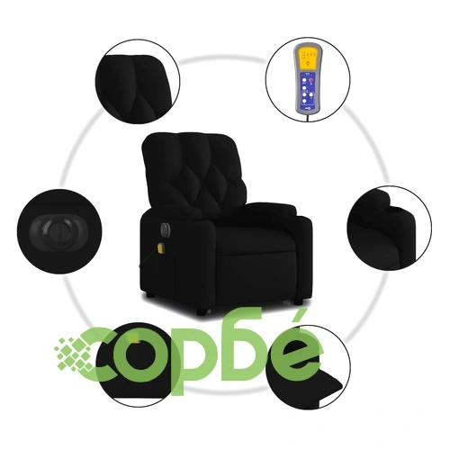 Електрически изправящ масажен реклайнер стол черен текстил ➤ топ цена ➤ sorbe.bg