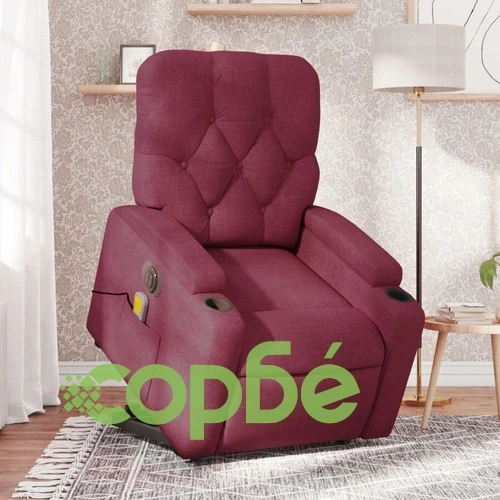Електрически изправящ масажен реклайнер виненочервен текстил ➤ топ цена ➤ sorbe.bg
