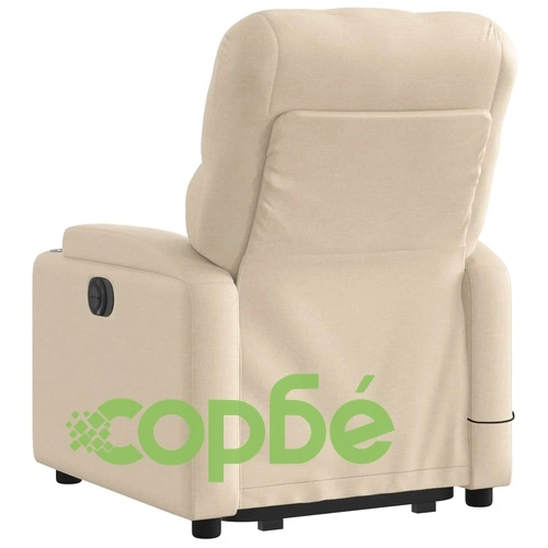 Електрически изправящ масажен реклайнер стол кремав текстил ➤ топ цена ➤ sorbe.bg