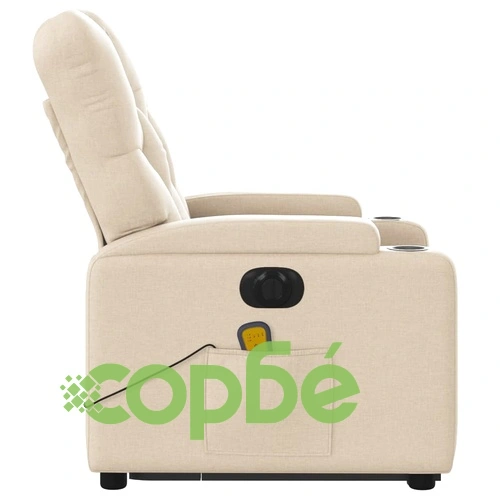 Електрически изправящ масажен реклайнер стол кремав текстил ➤ топ цена ➤ sorbe.bg