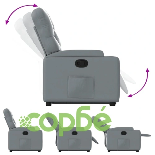 Изправящ реклайнер стол, сива, изкуствена кожа ➤ топ цена ➤ sorbe.bg