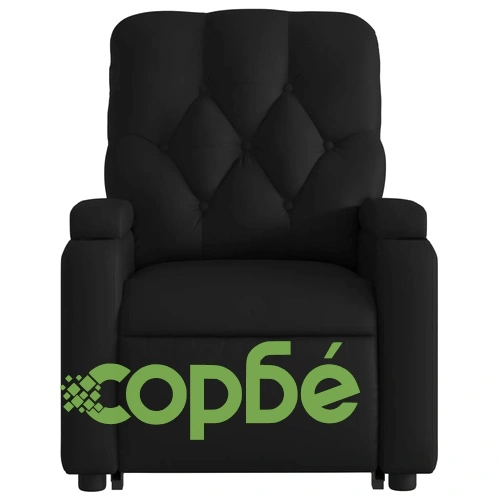 Електрически изправящ реклайнер стол, черен, еко кожа ➤ топ цена ➤ sorbe.bg