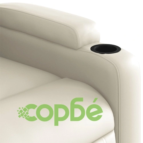 Електрически изправящ реклайнер стол, кремав, изкуствена кожа ➤ топ цена ➤ sorbe.bg