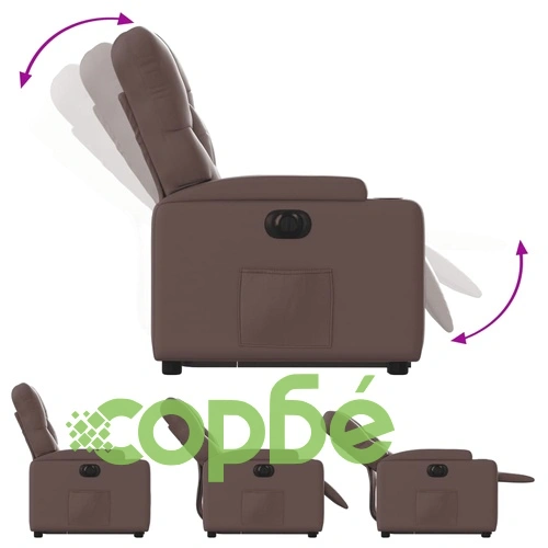 Електрически изправящ реклайнер стол, кафяв, изкуствена кожа ➤ топ цена ➤ sorbe.bg