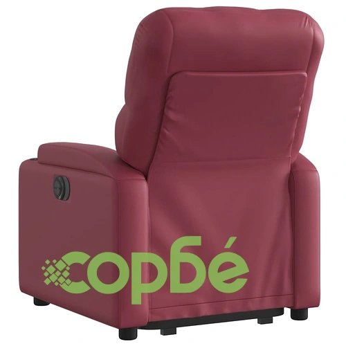 Електрически изправящ реклайнер стол, виненочервен, еко кожа ➤ топ цена ➤ sorbe.bg