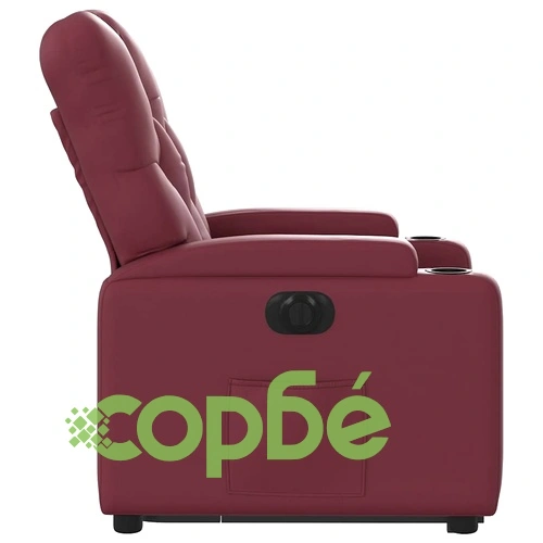 Електрически изправящ реклайнер стол, виненочервен, еко кожа ➤ топ цена ➤ sorbe.bg