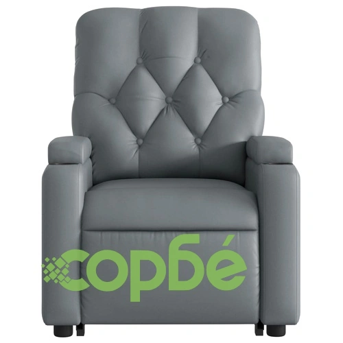 Електрически изправящ масажен реклайнер стол, сив, еко кожа ➤ топ цена ➤ sorbe.bg