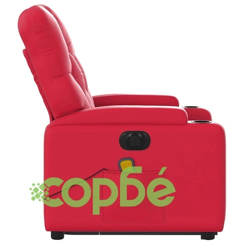 Електрически изправящ масажен реклайнер стол, червен, еко кожа ➤ топ цена ➤ sorbe.bg