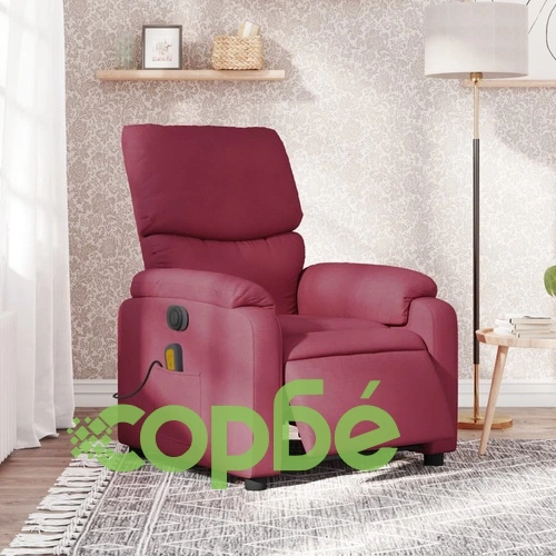 Електрически масажен наклоняем стол, виненочервен, текстил ➤ топ цена ➤ sorbe.bg