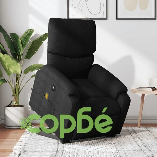 Електрически изправящ масажен реклайнер стол черен текстил ➤ топ цена ➤ sorbe.bg