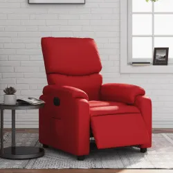 Електрически стол реклайнер, червен, изкуствена кожа