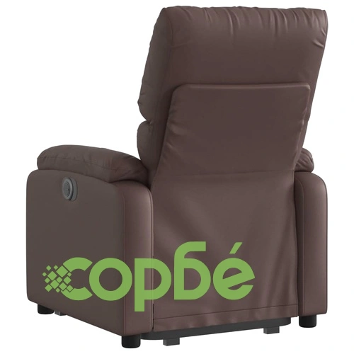 Електрически изправящ реклайнер стол, кафяв, изкуствена кожа ➤ топ цена ➤ sorbe.bg