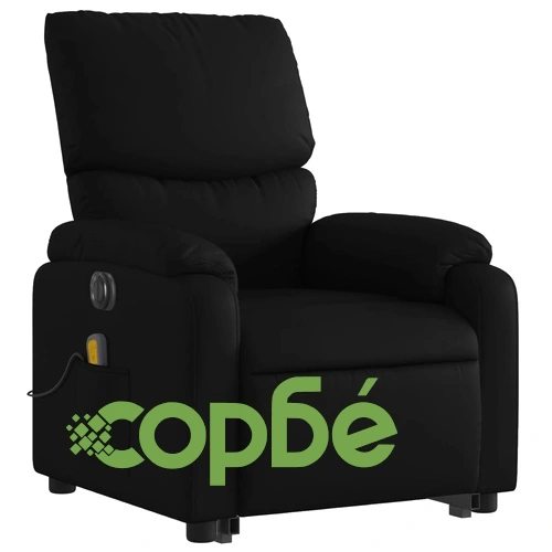 Електрически изправящ масажен реклайнер стол, черен, еко кожа ➤ топ цена ➤ sorbe.bg