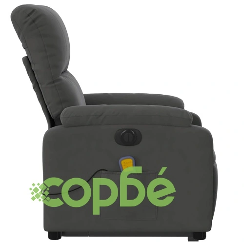 Електрически изправящ масажен реклайнер, тъмносив, микрофибър ➤ топ цена ➤ sorbe.bg